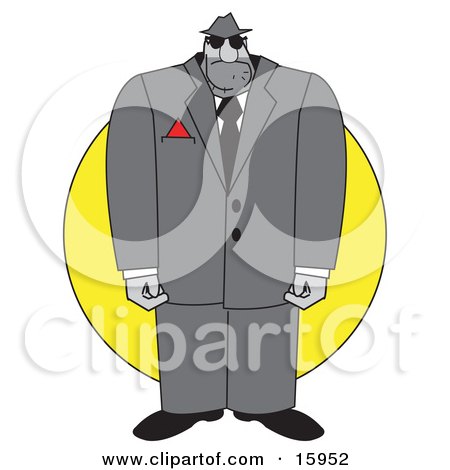 Huge Male Thug Or Bodyguard In A Suit Clipart Illustration by Andy Nortnik