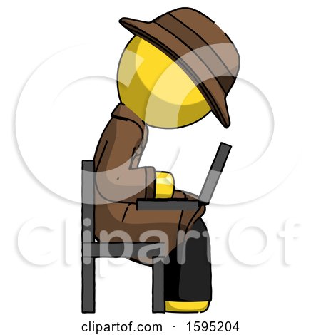 Yellow Detective Man Using Laptop Computer While Sitting in Chair View from Side by Leo Blanchette