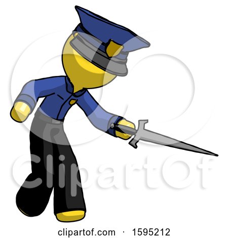 Yellow Police Man Sword Pose Stabbing or Jabbing by Leo Blanchette