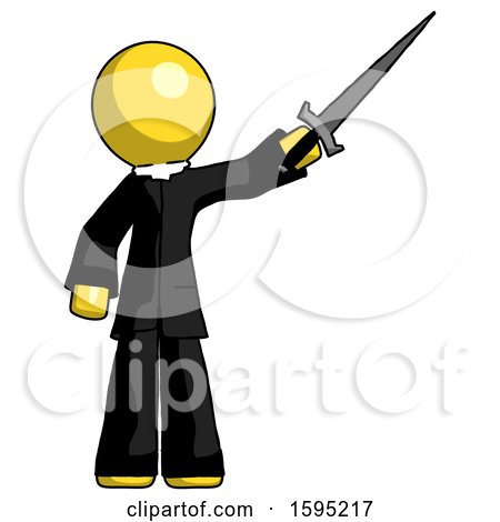 Yellow Clergy Man Holding Sword in the Air Victoriously by Leo Blanchette