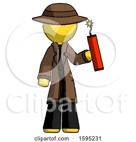 Yellow Detective Man Holding Dynamite with Fuse Lit by Leo Blanchette