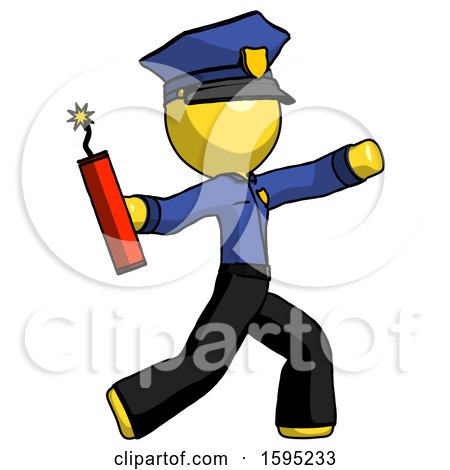 Yellow Police Man Throwing Dynamite by Leo Blanchette