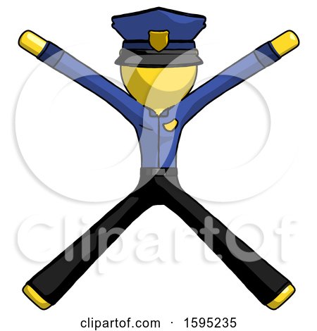Yellow Police Man with Arms and Legs Stretched out by Leo Blanchette