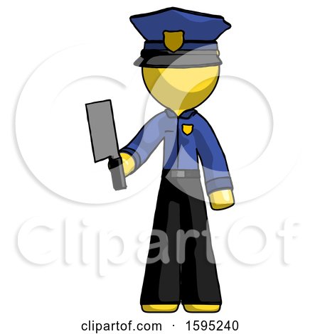 Yellow Police Man Holding Meat Cleaver by Leo Blanchette