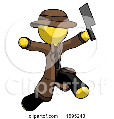 Yellow Detective Man Psycho Running with Meat Cleaver by Leo Blanchette