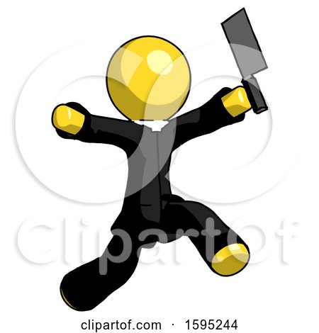 Yellow Clergy Man Psycho Running with Meat Cleaver by Leo Blanchette