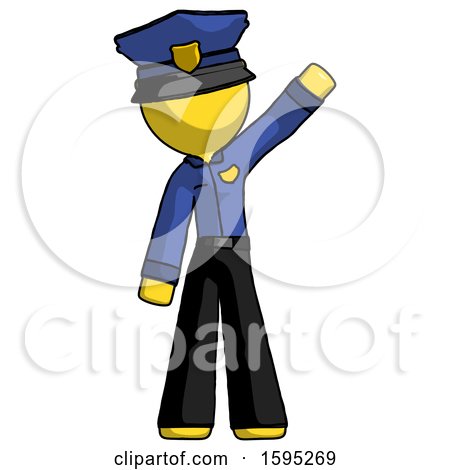 Yellow Police Man Waving Emphatically with Left Arm by Leo Blanchette