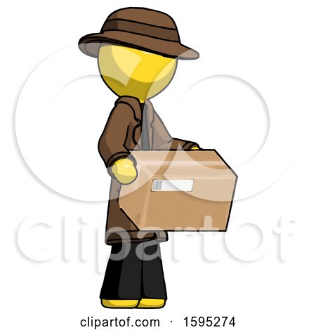 Yellow Detective Man Holding Package to Send or Recieve in Mail by Leo Blanchette