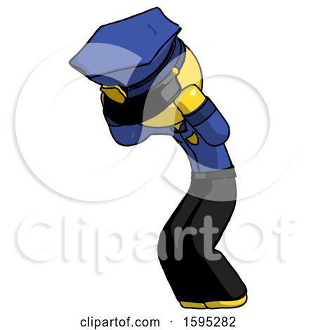 Yellow Police Man with Headache or Covering Ears Turned to His Left by Leo Blanchette