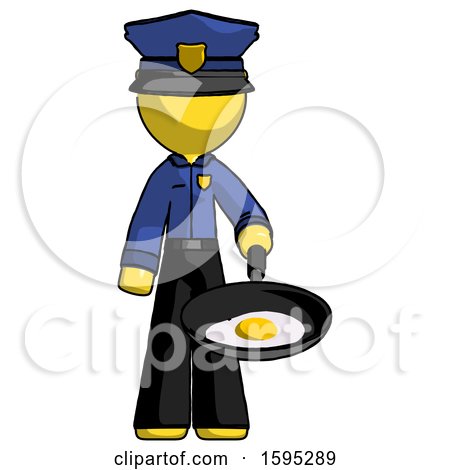 Yellow Police Man Frying Egg in Pan or Wok by Leo Blanchette