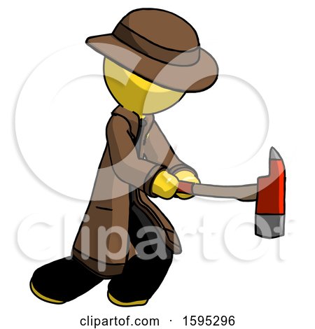 Yellow Detective Man with Ax Hitting, Striking, or Chopping by Leo Blanchette