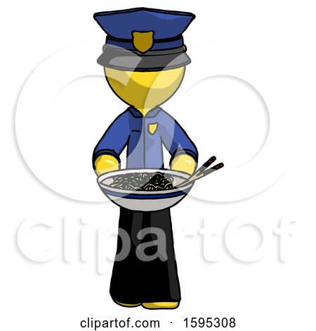 Yellow Police Man Serving or Presenting Noodles by Leo Blanchette