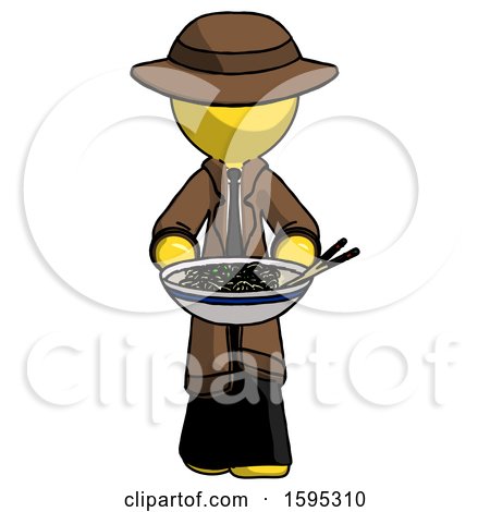 Yellow Detective Man Serving or Presenting Noodles by Leo Blanchette