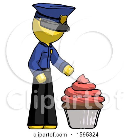 Yellow Police Man with Giant Cupcake Dessert by Leo Blanchette