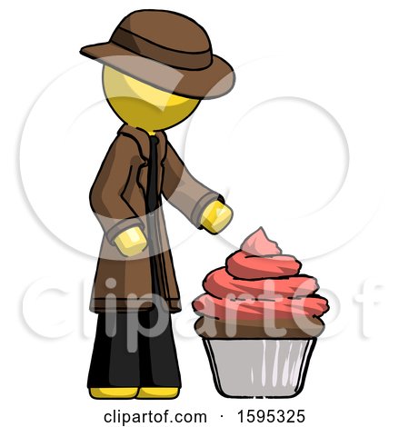 Yellow Detective Man with Giant Cupcake Dessert by Leo Blanchette