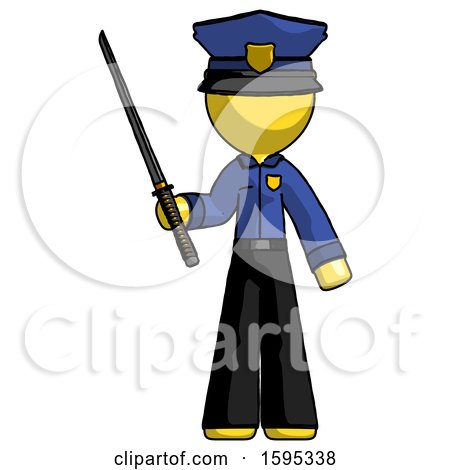 Yellow Police Man Standing up with Ninja Sword Katana by Leo Blanchette