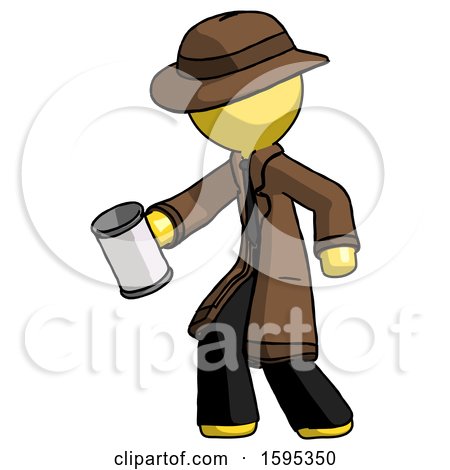 Yellow Detective Man Begger Holding Can Begging or Asking for Charity Facing Left by Leo Blanchette