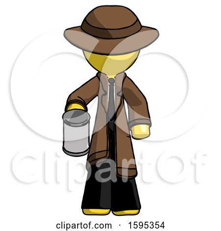 Yellow Detective Man Begger Holding Can Begging or Asking for Charity by Leo Blanchette