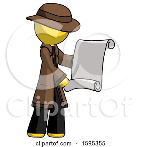 Yellow Detective Man Holding Blueprints or Scroll by Leo Blanchette