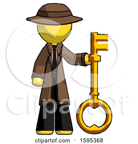 Yellow Detective Man Holding Key Made of Gold by Leo Blanchette