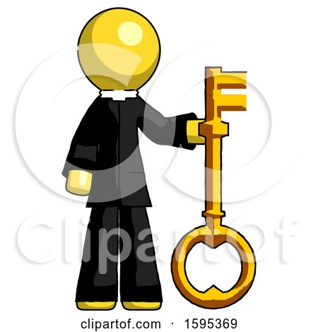 Yellow Clergy Man Holding Key Made of Gold by Leo Blanchette