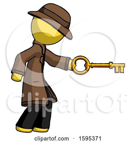 Yellow Detective Man with Big Key of Gold Opening Something by Leo Blanchette