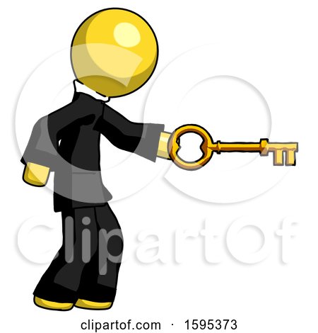 Yellow Clergy Man with Big Key of Gold Opening Something by Leo Blanchette