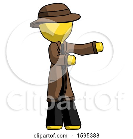 Yellow Detective Man Presenting Something to His Left by Leo Blanchette