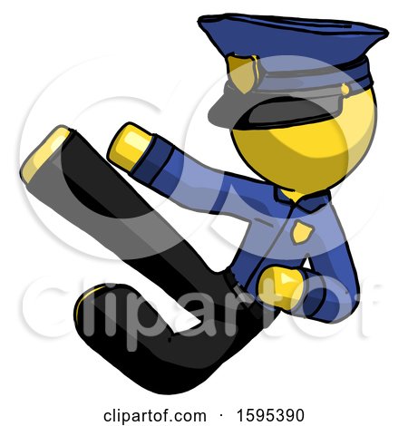 Yellow Police Man Flying Ninja Kick Left by Leo Blanchette