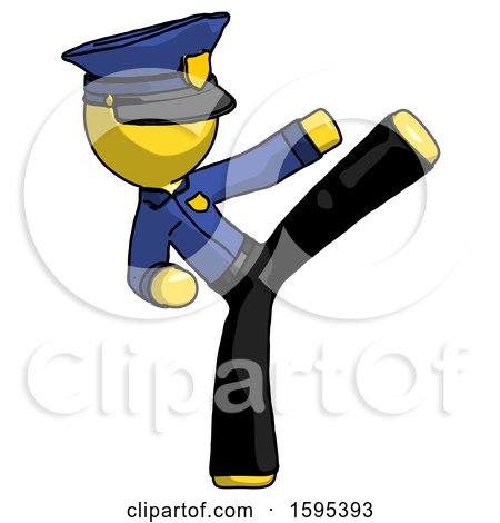 Yellow Police Man Ninja Kick Right by Leo Blanchette