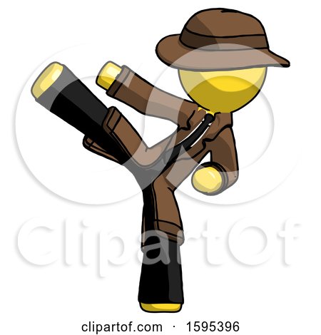 Yellow Detective Man Ninja Kick Left by Leo Blanchette