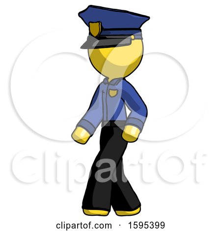 Yellow Police Man Man Walking Turned Left Front View by Leo Blanchette