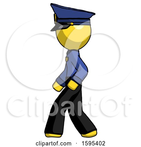 Yellow Police Man Walking Left Side View by Leo Blanchette