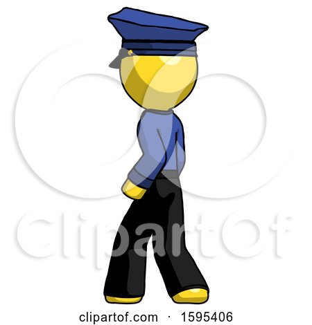 Yellow Police Man Walking Away Direction Left View by Leo Blanchette