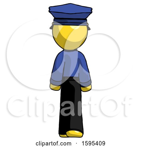 Yellow Police Man Walking Away, Back View by Leo Blanchette