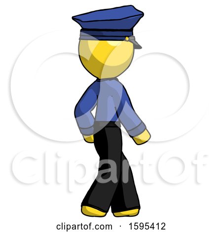 Yellow Police Man Walking Away Direction Right View by Leo Blanchette