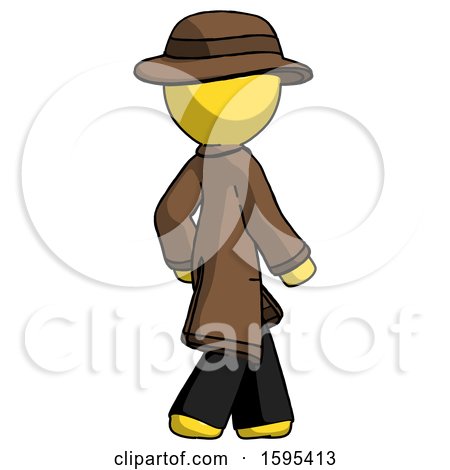 Yellow Detective Man Walking Away Direction Right View by Leo Blanchette