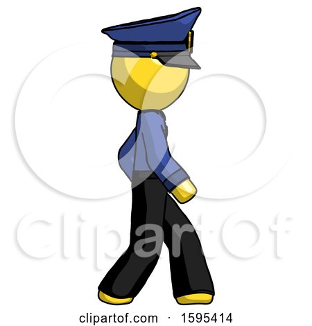 Yellow Police Man Walking Right Side View by Leo Blanchette