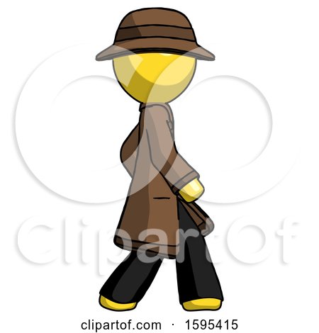 Yellow Detective Man Walking Right Side View by Leo Blanchette