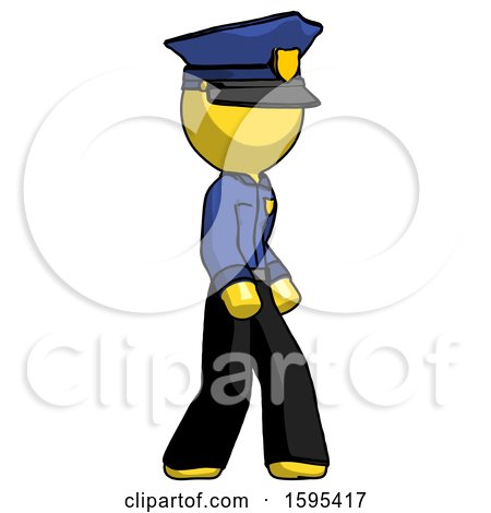 Yellow Police Man Walking Turned Right Front View by Leo Blanchette