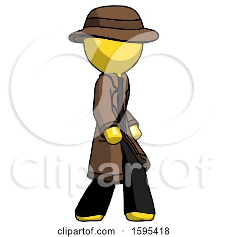 Yellow Detective Man Walking Turned Right Front View by Leo Blanchette