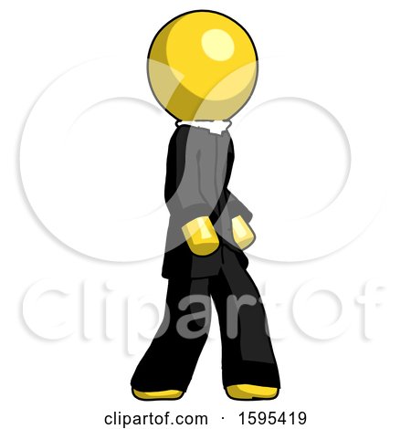 Yellow Clergy Man Walking Turned Right Front View by Leo Blanchette