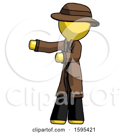 Yellow Detective Man Presenting Something to His Right by Leo Blanchette