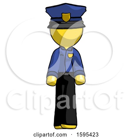 Yellow Police Man Walking Front View by Leo Blanchette