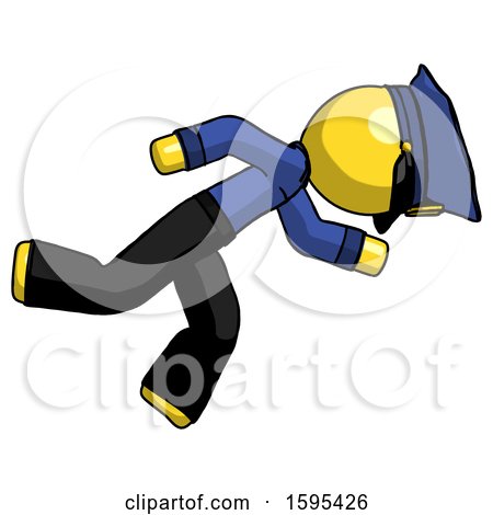 Yellow Police Man Running While Falling down by Leo Blanchette