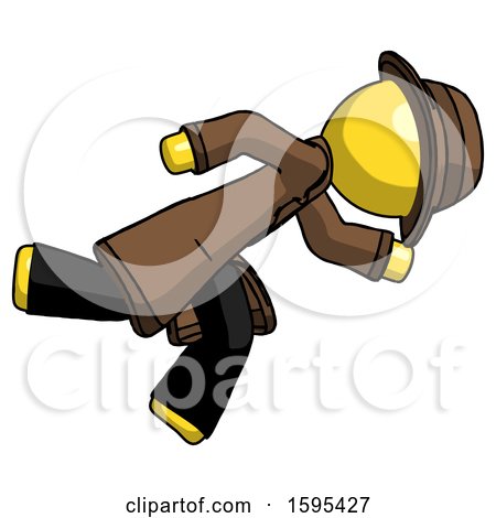 Yellow Detective Man Running While Falling down by Leo Blanchette