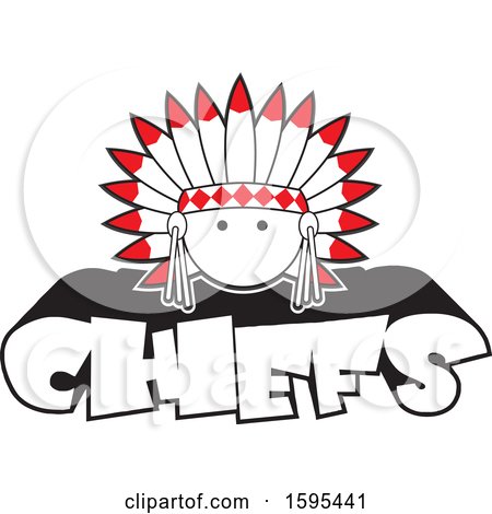 Clipart of a Cartoon Native American Chief School Sports Mascot over Text - Royalty Free Vector Illustration by Johnny Sajem