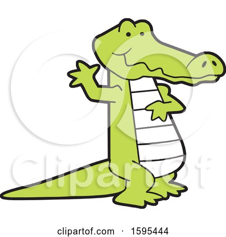 Clipart of a Cartoon Alligator School Sports Mascot Waving - Royalty Free Vector Illustration by Johnny Sajem
