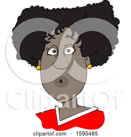 Clipart of a Cartoon Surprised Black Woman - Royalty Free Vector Illustration by djart