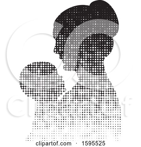 Clipart of a Silhouetted Hafltone Mother Holding a Baby - Royalty Free Vector Illustration by Lal Perera